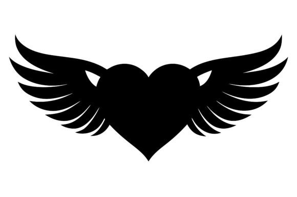 Download Heart with Wings Black Shape Silhouette - Shape Collection